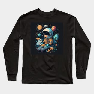 Astronaut boy with his pet Long Sleeve T-Shirt